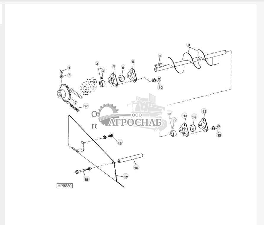 UPPER TAILINGS AUGER, DRIVE AND SHIELD 
